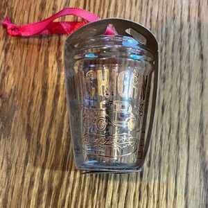 Starbucks Michigan Souvenir Glass Ornament with Red Ribbon